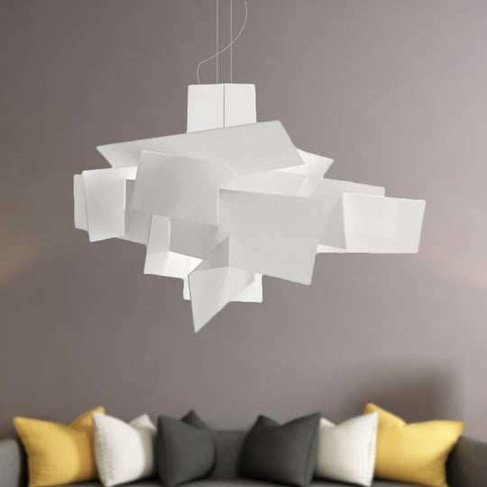 Minimalist Acrylic Single Light Pendant Lamp - Irregular Shape, White Ceiling Fixture