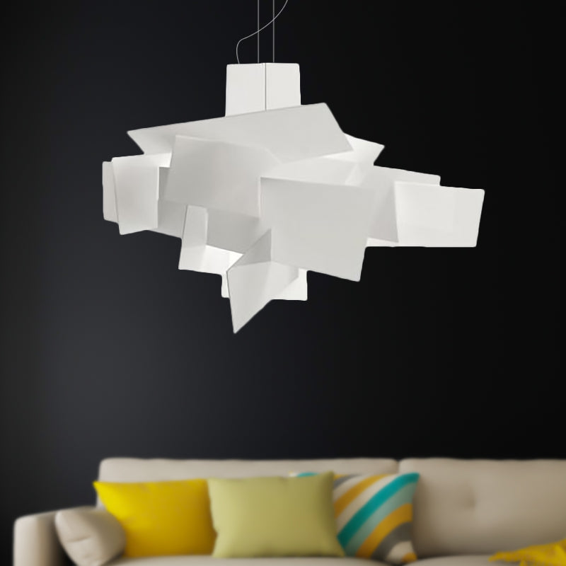 Minimalist Acrylic Single Light Pendant Lamp - Irregular Shape, White Ceiling Fixture