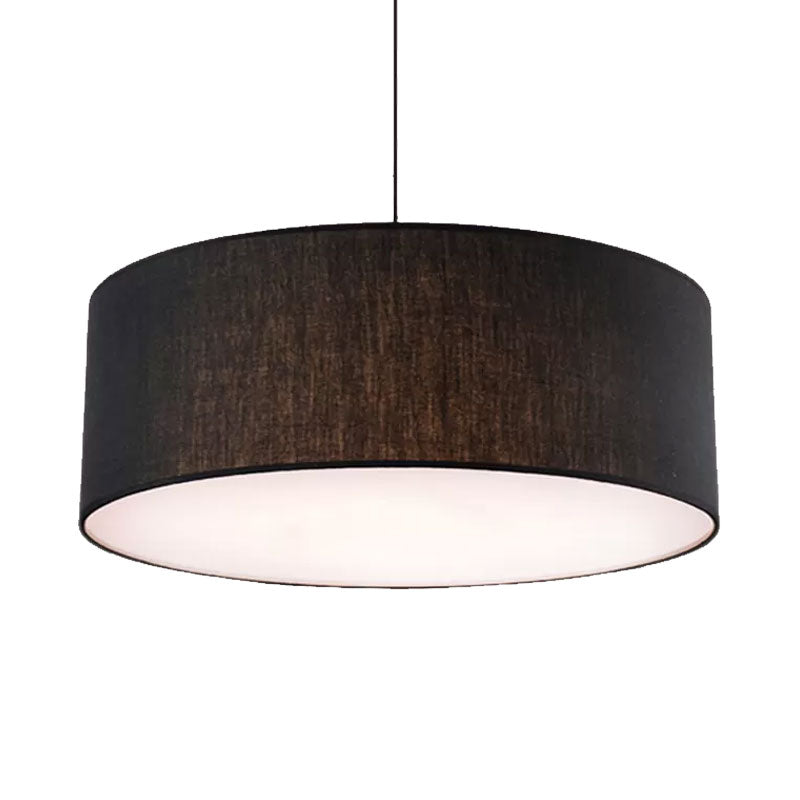 Simple Fabric Drum Ceiling Pendant Light - Light Grey/Black/Beige - 12"/16"/18" Diameter - Hanging Lamp Kit