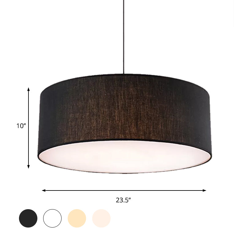 Simple Fabric Drum Ceiling Pendant Light - 12/16/18 Diameter 1-Light White/Black/Beige Hanging Lamp