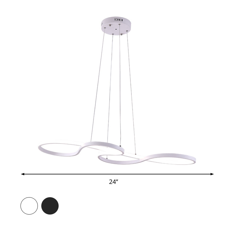 Minimalist LED Twisting Acrylic Pendant Light - 24"/29.5"/37.5" Wide - Black/White - Warm/White Light