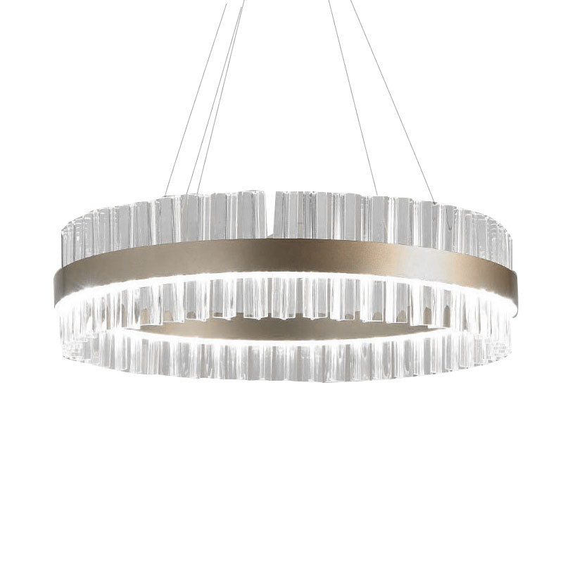 Modern Clear Crystal Pendant Lighting - 16"/24"/32" Wide, 1 Light, Gold Hanging Lamp - Warm/White Light - Ideal for Dining Room