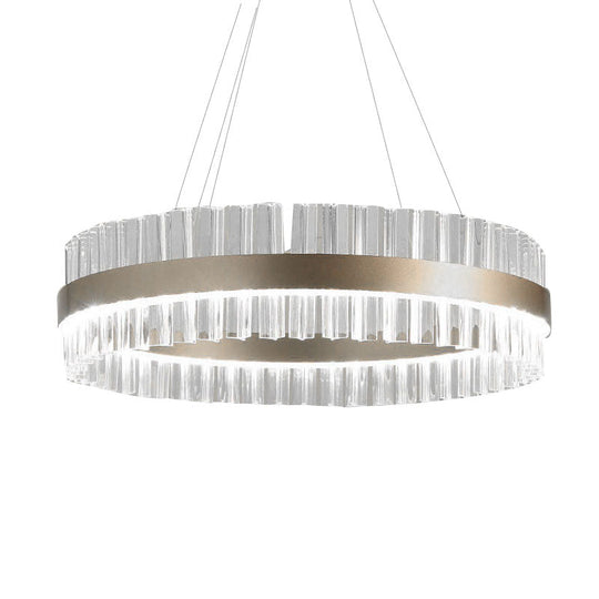 Modern Clear Crystal Pendant Lighting With 1 Light Gold Hanging Lamp - 16/24/32 Wide Warm/White For