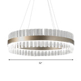 Modern Clear Crystal Pendant Lighting With 1 Light Gold Hanging Lamp - 16/24/32 Wide Warm/White For