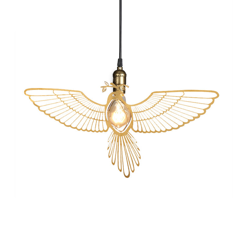 Rustic Gold Flying Bird Pendant Light Fixture for Dining Room - Retro Metal Design with 1 Light