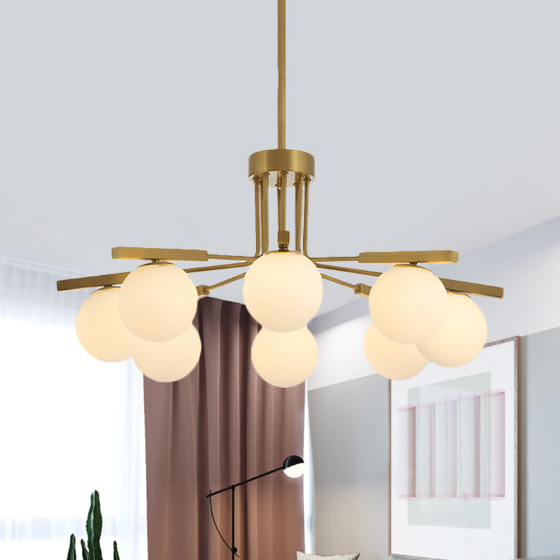 Modernist Ball White Glass Chandelier - 5/8 Lights Led Gold Ceiling Lamp Fixture 8 /