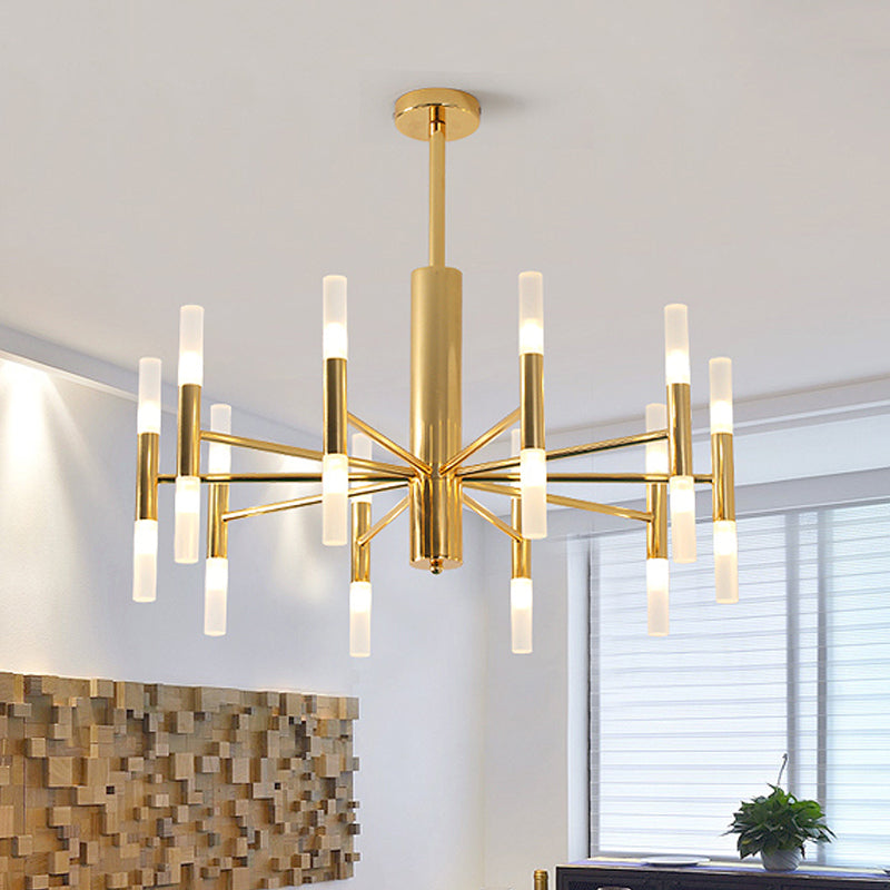27/39 Wide White Glass Tube Chandelier With Multi Lights - Modern Gold Led Hanging Light Fixture /
