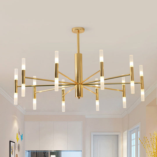 27/39 Wide White Glass Tube Chandelier With Multi Lights - Modern Gold Led Hanging Light Fixture /