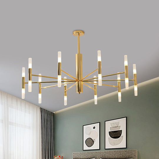 27/39 Wide White Glass Tube Chandelier With Multi Lights - Modern Gold Led Hanging Light Fixture