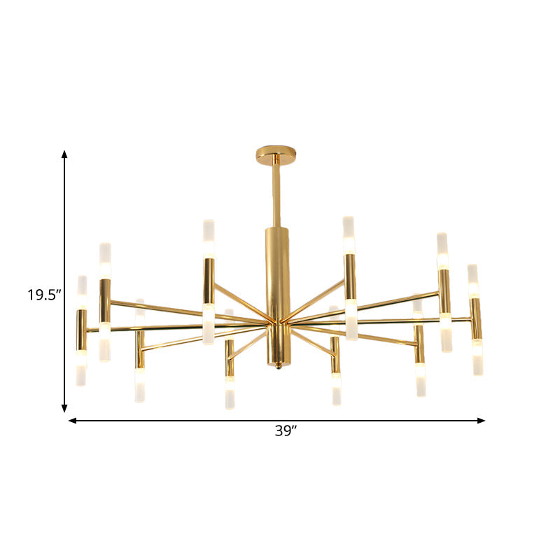 27/39 Wide White Glass Tube Chandelier With Multi Lights - Modern Gold Led Hanging Light Fixture