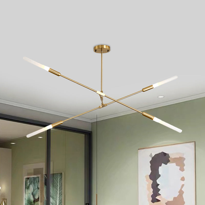 Modern Gold Pendant Light With Opal Glass Shade - Linear Hanging Fixture 4/6/8 Lights