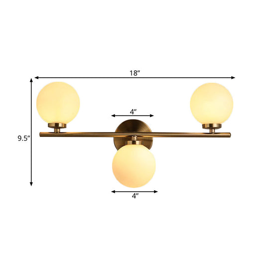Modern 3-Light Gold Wall Sconce With White Glass And Led Flush Mount