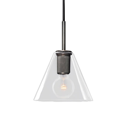 Modernist Pendant Lamp: Black/Brass/Chrome Triangle/Round Design With Clear Glass Ceiling Fixture -