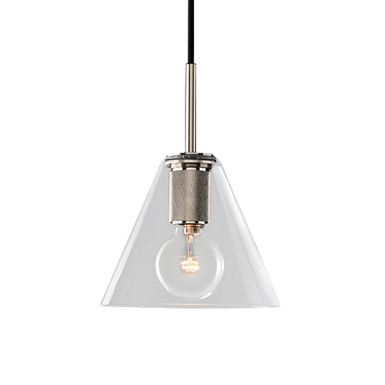 Modernist Pendant Lamp: Black/Brass/Chrome Triangle/Round Design With Clear Glass Ceiling Fixture -