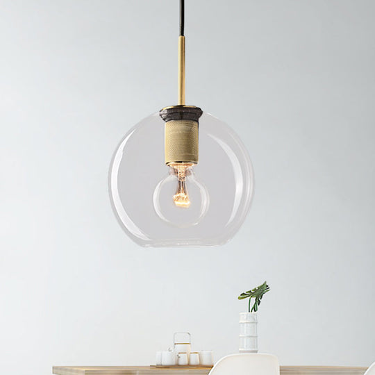 Modernist Pendant Lamp: Black/Brass/Chrome Triangle/Round Design With Clear Glass Ceiling Fixture -