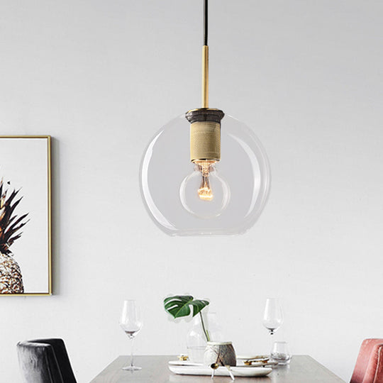 Modernist Pendant Lamp: Black/Brass/Chrome Triangle/Round Design With Clear Glass Ceiling Fixture -