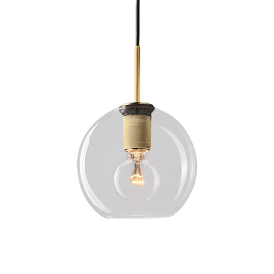 Modernist Pendant Lamp: Black/Brass/Chrome Triangle/Round Design With Clear Glass Ceiling Fixture -