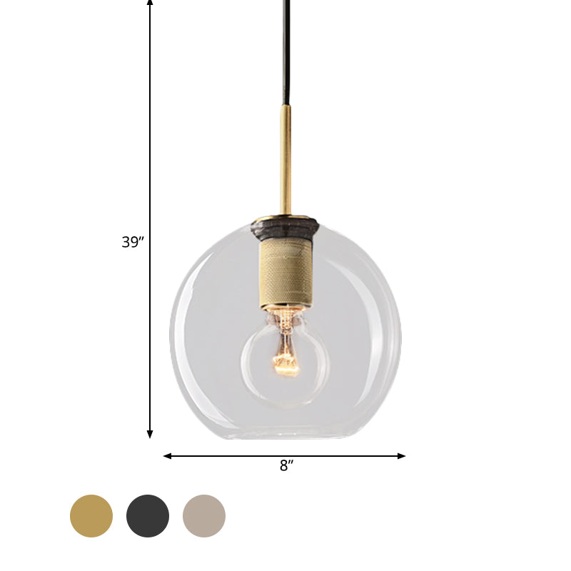 Modernist Pendant Lamp: Black/Brass/Chrome Triangle/Round Design With Clear Glass Ceiling Fixture -