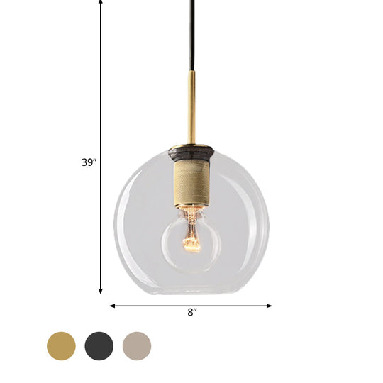 Modernist Pendant Lamp: Black/Brass/Chrome Triangle/Round Design With Clear Glass Ceiling Fixture -