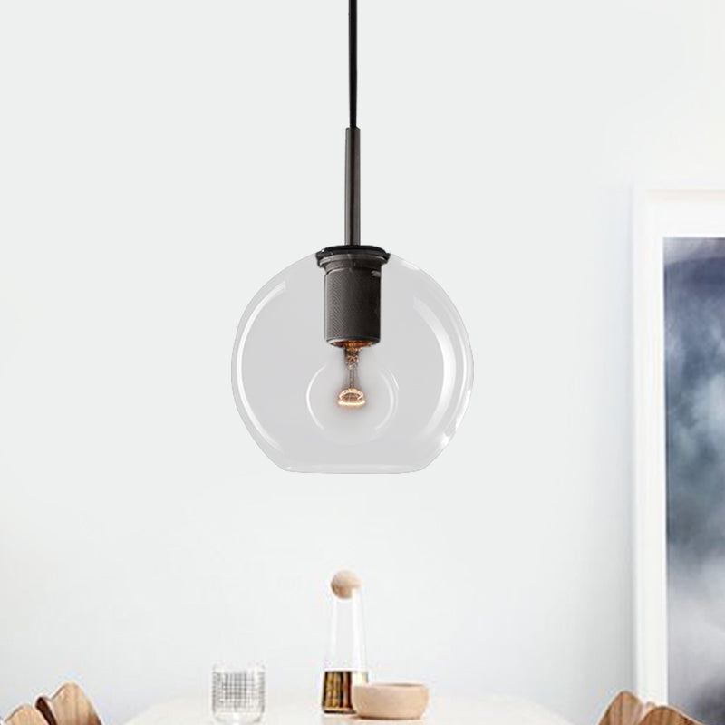 Modern Black/Brass/Chrome Pendant Lamp - 1 Light Clear Glass Ceiling Fixture