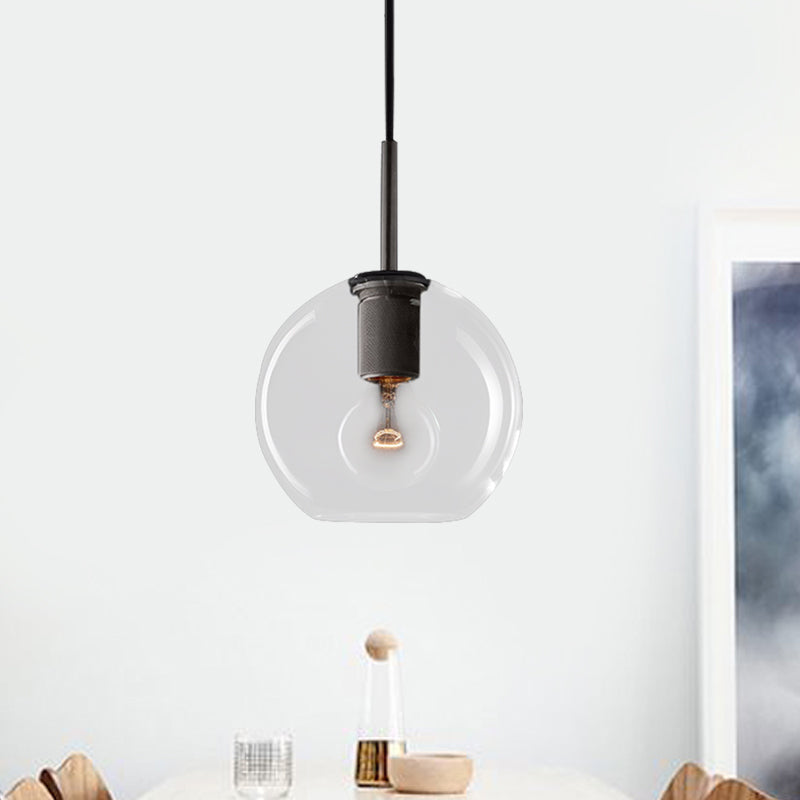 Modernist Pendant Lamp: Black/Brass/Chrome Triangle/Round Design With Clear Glass Ceiling Fixture -