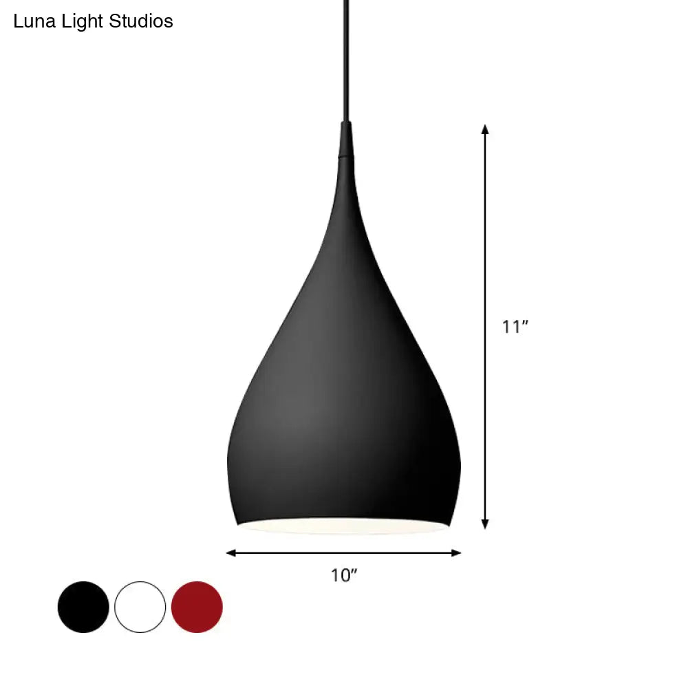 6.5/10 Teardrop Pendant Light - Modern Metal 1 Black/White/Red