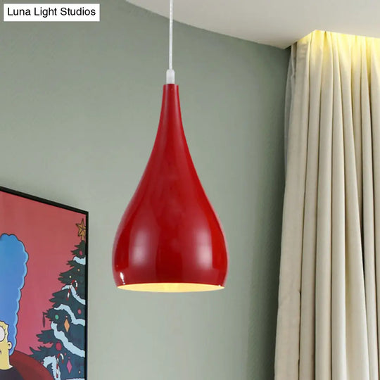 6.5/10 Teardrop Pendant Light - Modern Metal 1 Black/White/Red