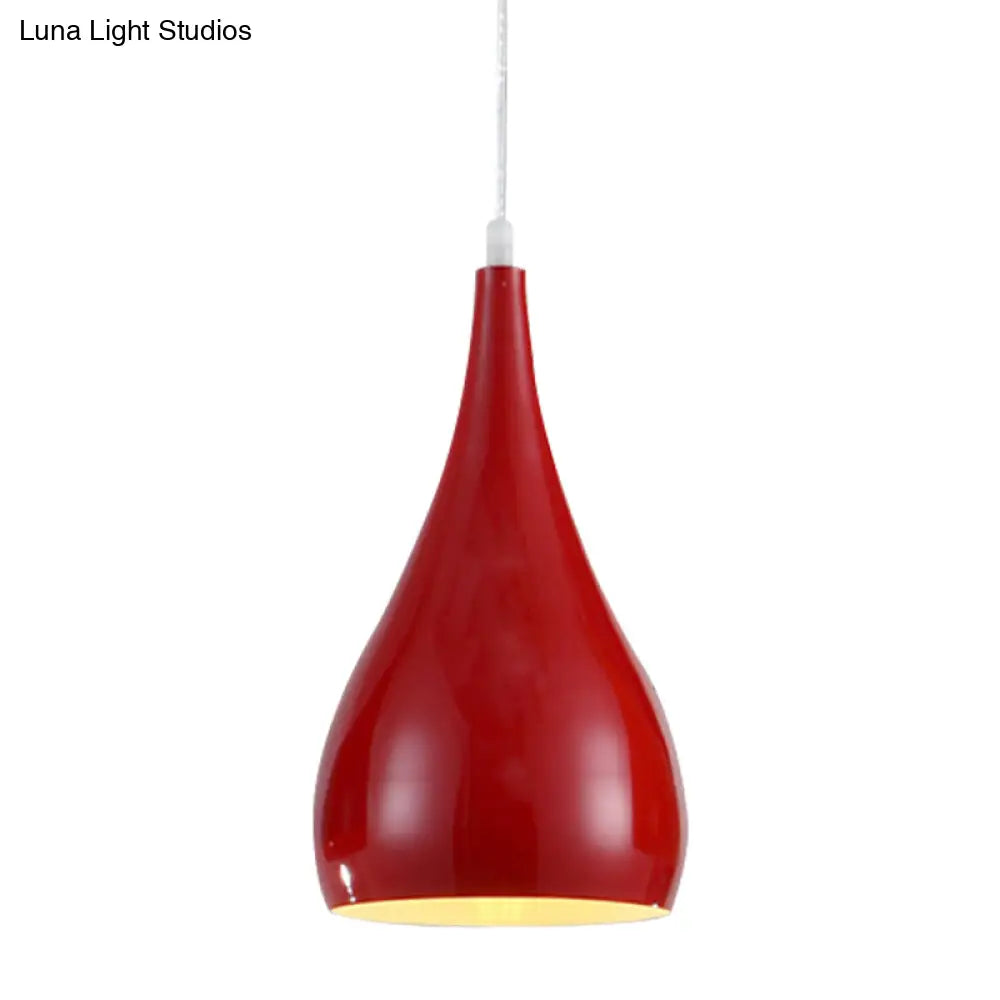 6.5/10 Teardrop Pendant Light - Modern Metal 1 Black/White/Red