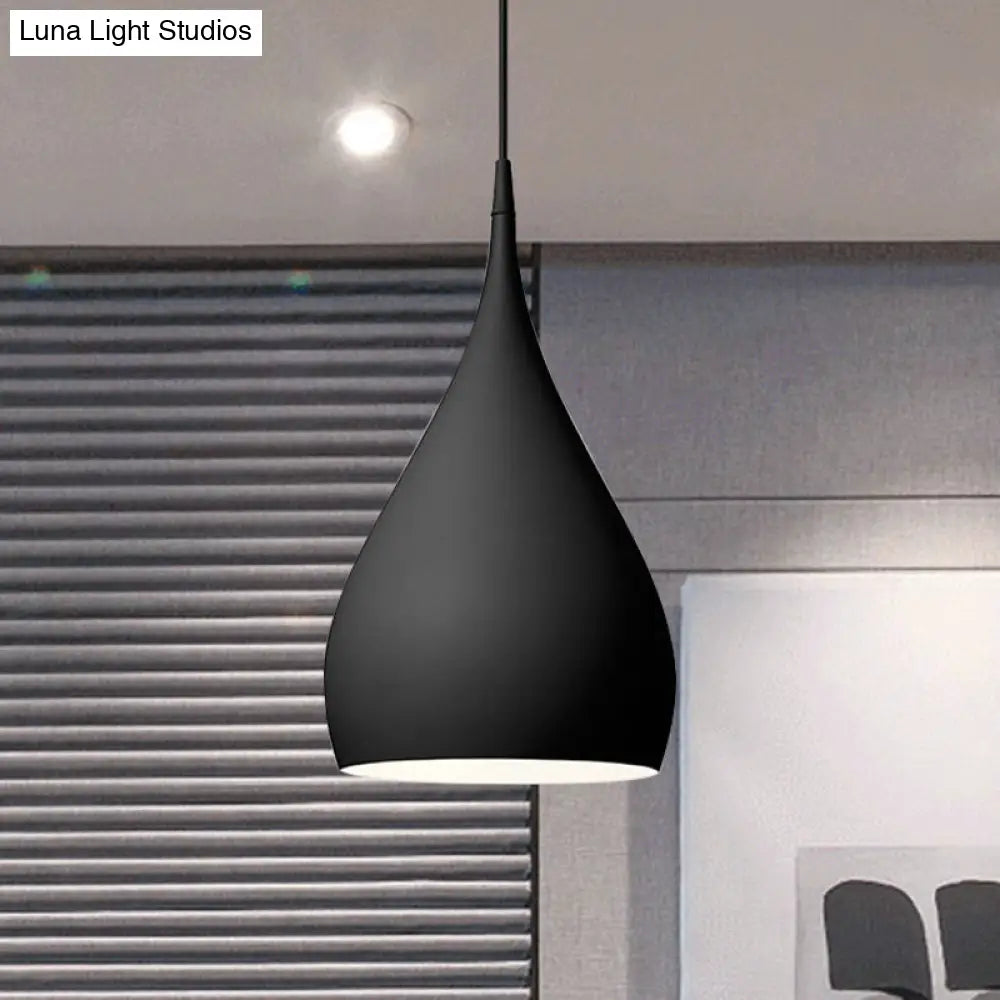 6.5/10 Teardrop Pendant Light - Modern Metal 1 Black/White/Red