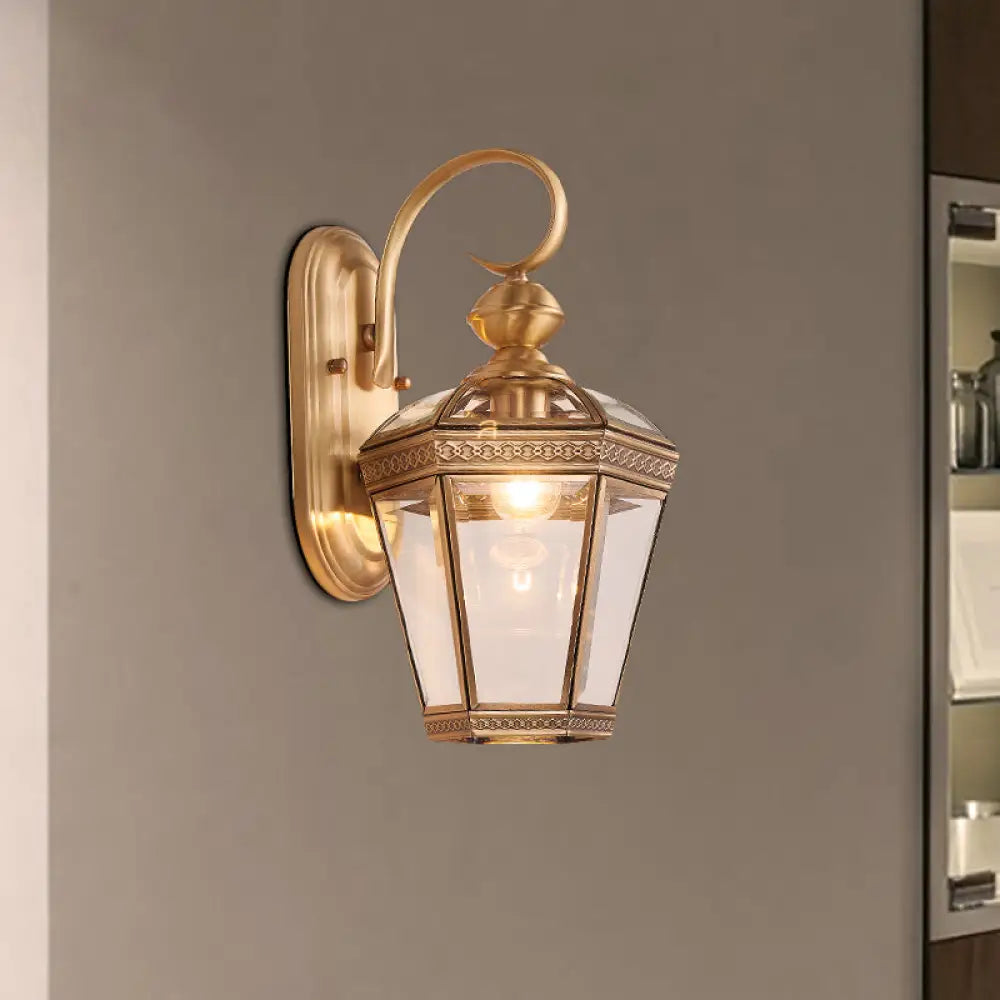 6/7.5 Tapered Sconce Light Traditionary Brass Wall Lamp For Living Room / 6