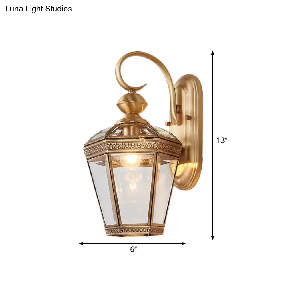 6/7.5 Tapered Sconce Light Traditionary Brass Wall Lamp For Living Room