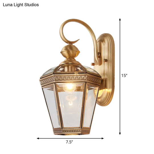 6/7.5 Tapered Sconce Light Traditionary Brass Wall Lamp For Living Room