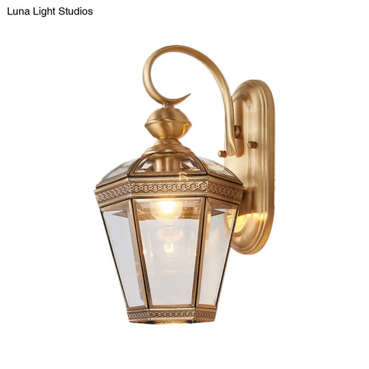 6/7.5 Tapered Sconce Light Traditionary Brass Wall Lamp For Living Room