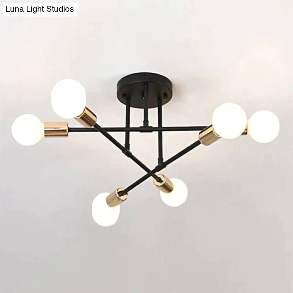 6/8 Head Led Industrial Iron Ceiling Light Living Room Lighting Nordic E27 Lamp Black Golden 6 Heads