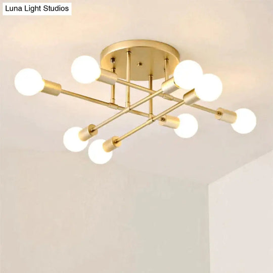 6/8 Head Led Industrial Iron Ceiling Light Living Room Lighting Nordic E27 Lamp Golden 8 Heads