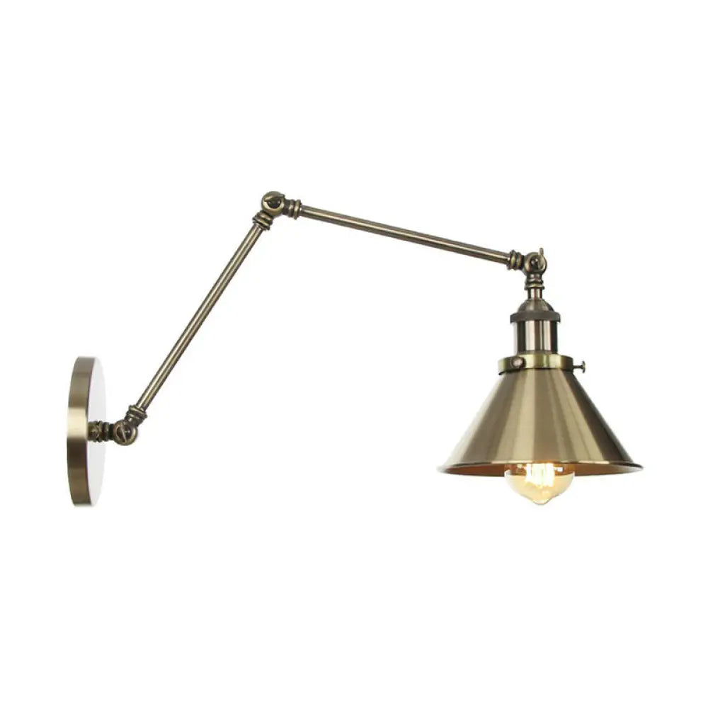 6/8 L 2-Joint Swing Arm Wall Light Industrial Lamp W/ Cone Shade - Bronze/Copper Bronze / 8 B