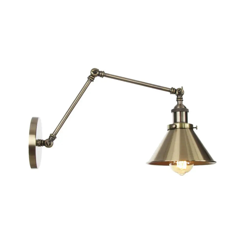 6/8 L 2-Joint Swing Arm Wall Light Industrial Lamp W/ Cone Shade - Bronze/Copper Bronze / 6 B