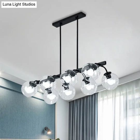 6/8-Light Modern Pendant With Black Orb Shade For Kitchen And Dining Room