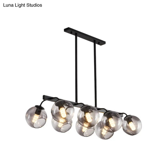 6/8-Light Modern Pendant With Black Orb Shade For Kitchen And Dining Room