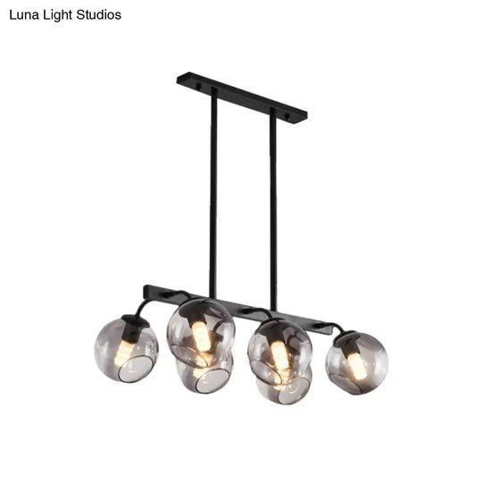 6/8-Light Modern Pendant With Black Orb Shade For Kitchen And Dining Room