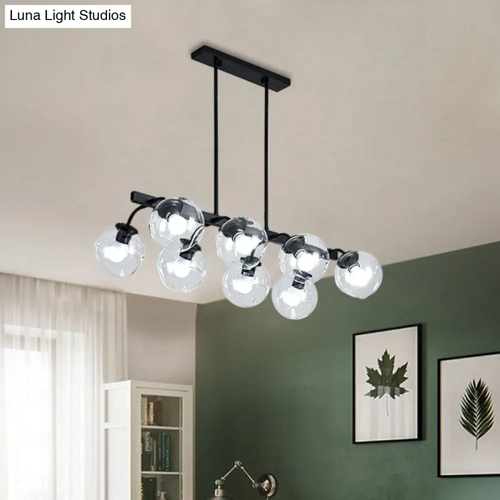 6/8-Light Modern Pendant With Black Orb Shade For Kitchen And Dining Room