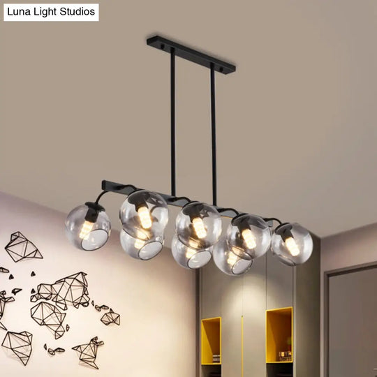 6/8-Light Modern Pendant With Black Orb Shade For Kitchen And Dining Room