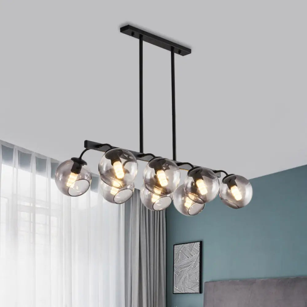 6/8-Light Modern Pendant With Black Orb Shade For Kitchen And Dining Room 8 / Smoke Gray