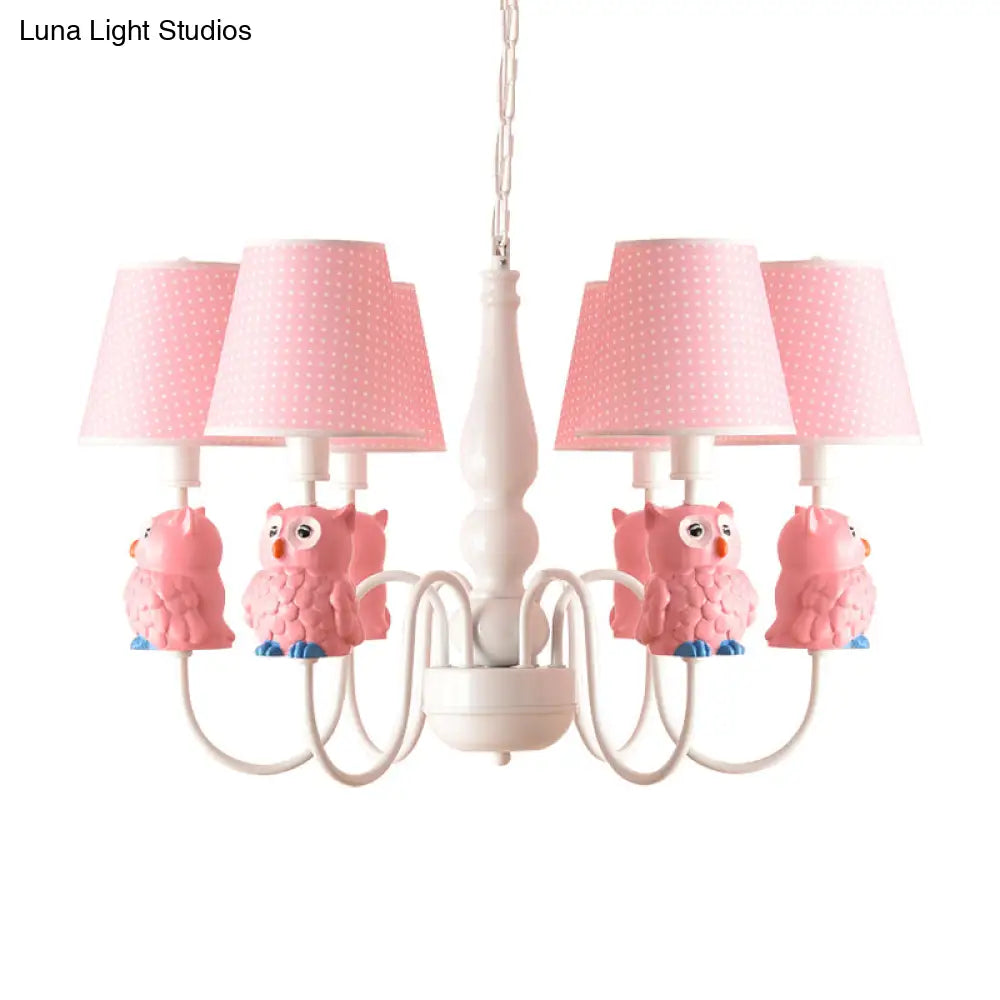 6-Light Cartoon Animal Pendant Chandelier For Nursing Room - Resin With Tapered Shade