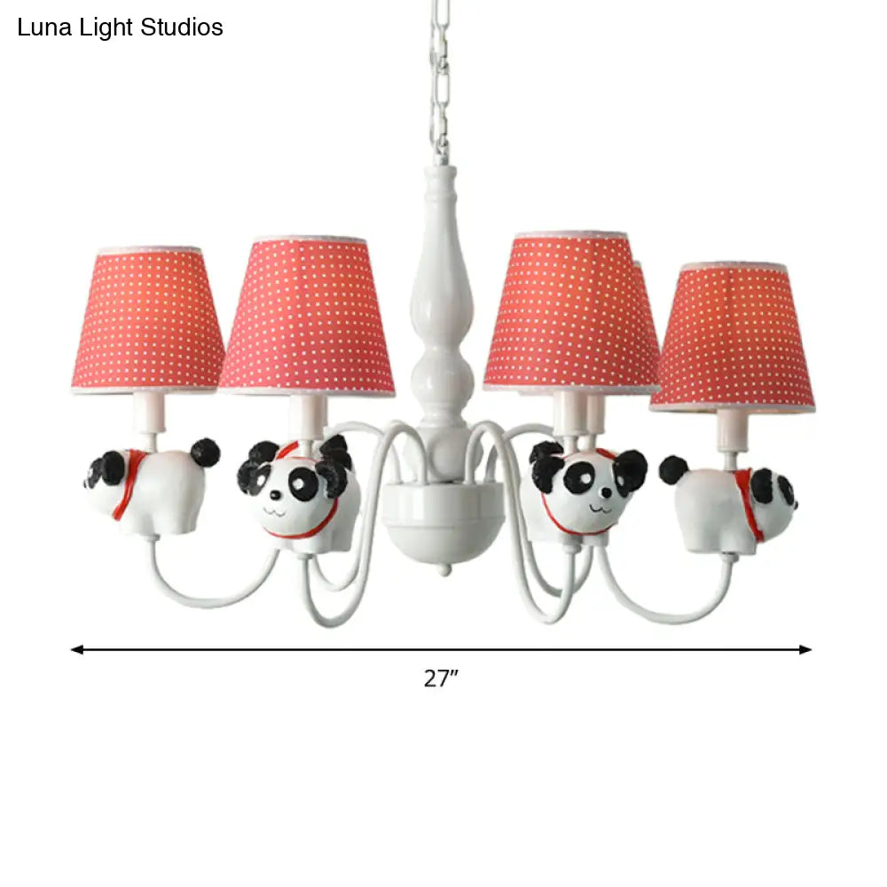 6-Light Cartoon Animal Pendant Chandelier For Nursing Room - Resin With Tapered Shade