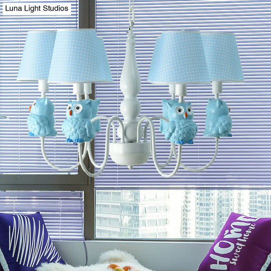 6-Light Cartoon Animal Pendant Chandelier For Nursing Room - Resin With Tapered Shade