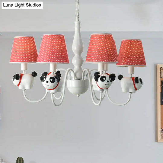 6-Light Cartoon Animal Pendant Chandelier For Nursing Room - Resin With Tapered Shade