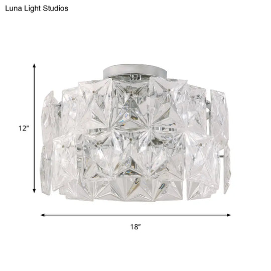 6 - Light Clear Crystal Cubic Ceiling Flush Mount For Bedroom Simplicity