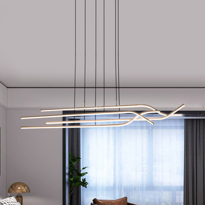 Simple Strip Chandelier Acrylic Led Pendant - 39/47 Wide For Dining Room Ceiling In