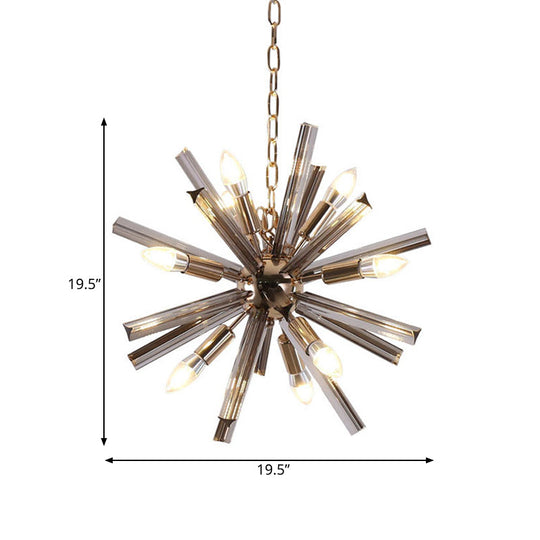 Modern Grey Crystal Starburst Chandelier Pendant Light - 9/16 Lights Hanging Ceiling Fixture For